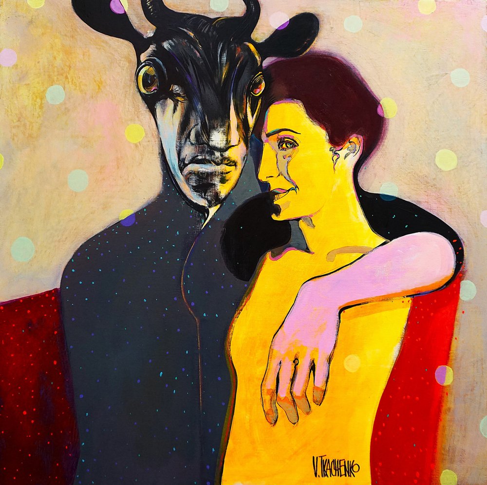 Stel met een figuur met hoorns door Victor Tkachenko