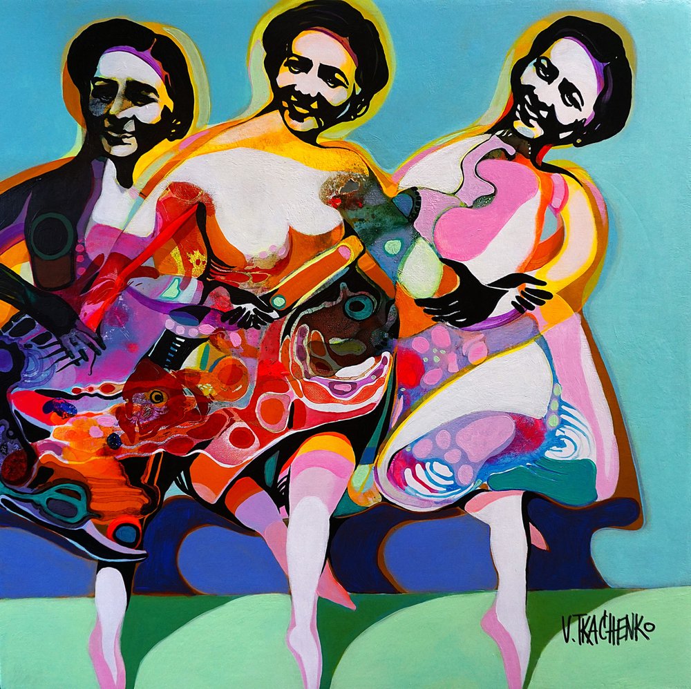 Levendige dansende vrouwen door Victor Tkachenko