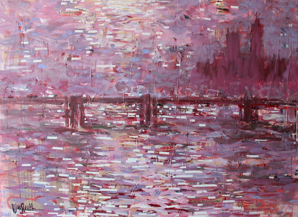 Roze stadsreflecties door Wayne Sleeth