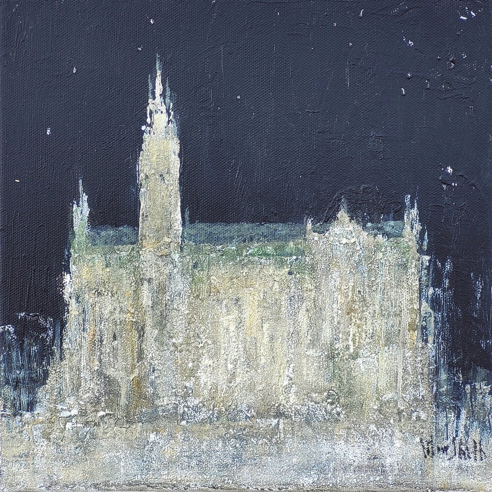 Westminster in nachtelijke gloed door Wayne Sleeth