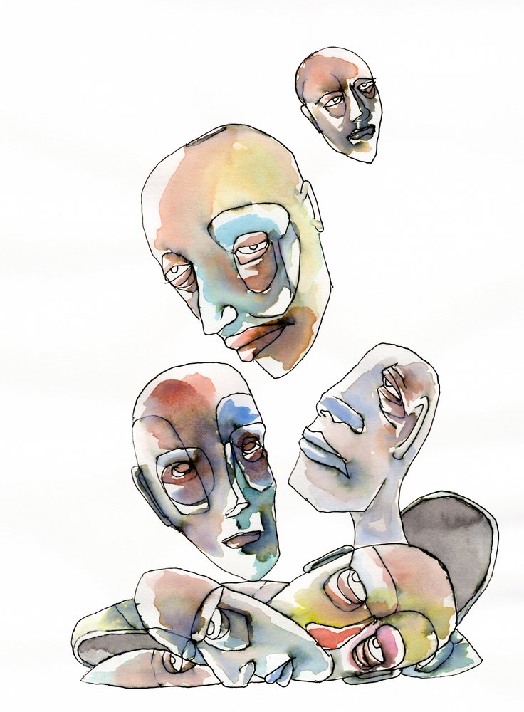 Abstracte menselijke hoofden door Wildemar Doomgriever