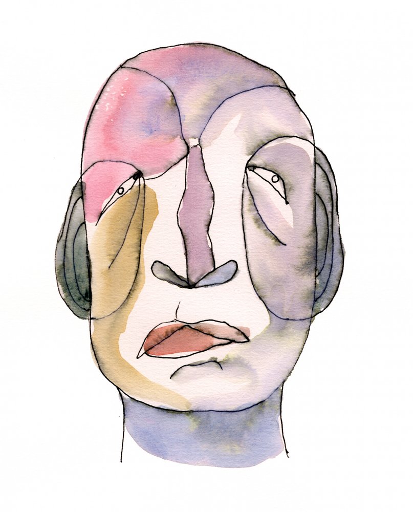 Abstract: peinzend gezicht door Wildemar Doomgriever