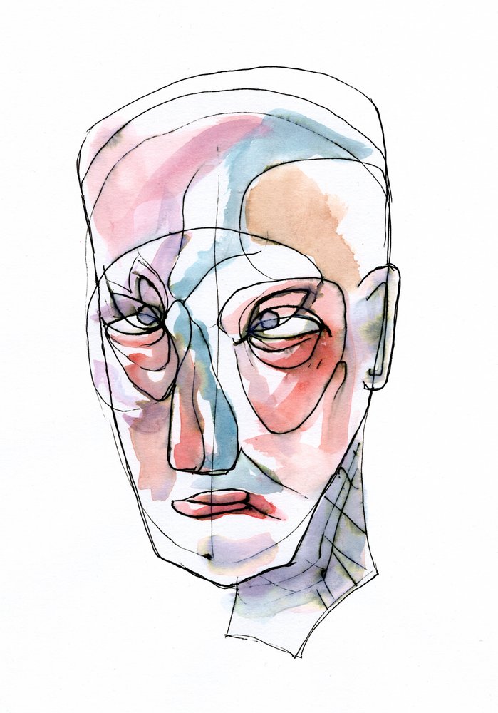 Expressief abstract gezicht door Wildemar Doomgriever