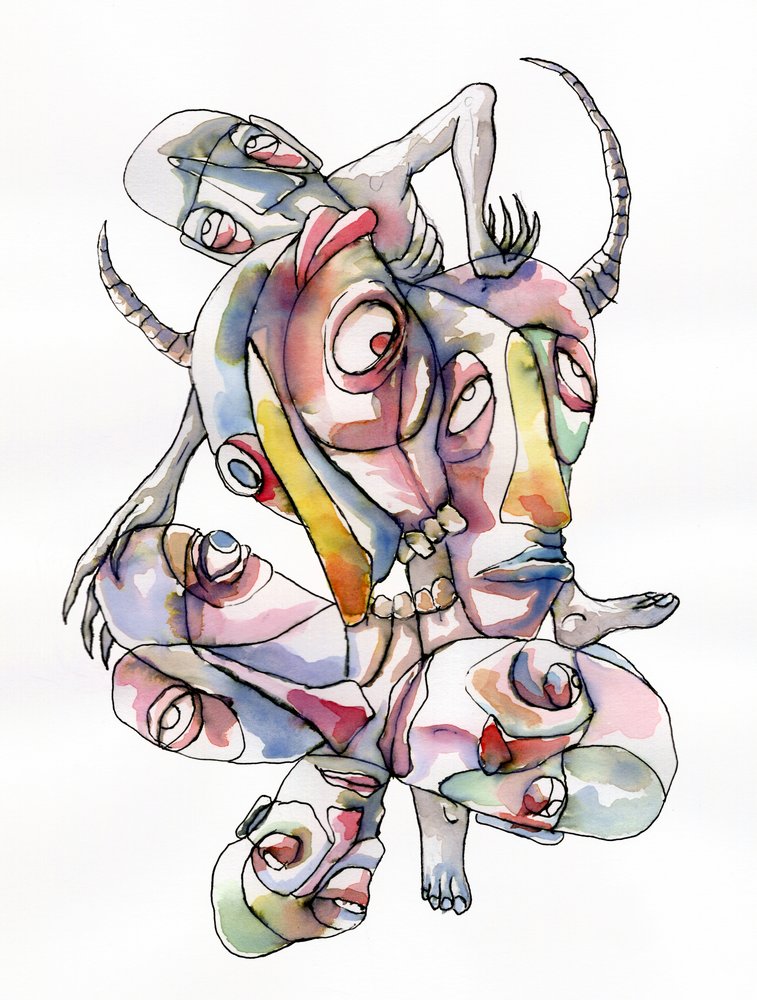 Surrealistische, met elkaar verweven gezichten door Wildemar Doomgriever