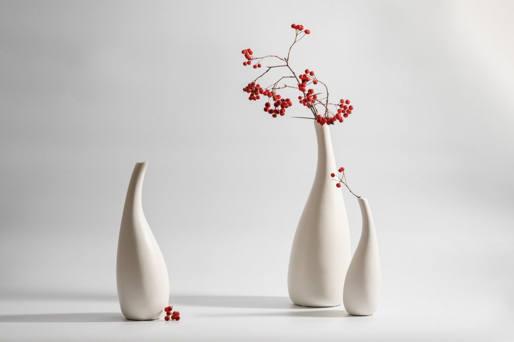 Elegante vazen met rode bessen door Xiaoyuan Xu