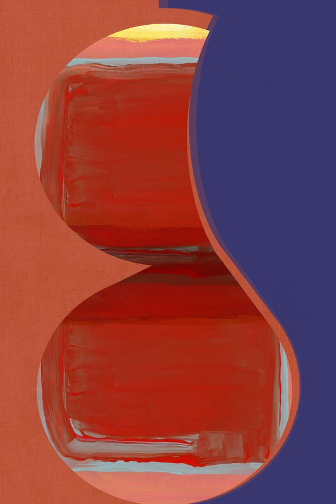 Abstracte rode en blauwe krommen door cartissi