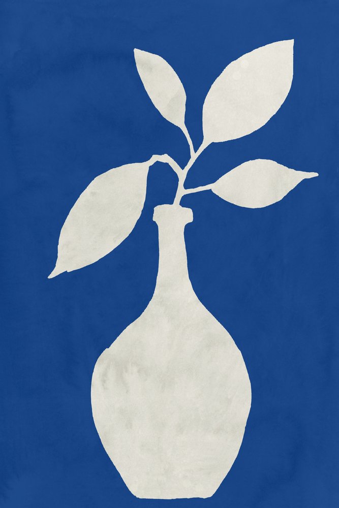 Blauwe botanische vaas door cartissi
