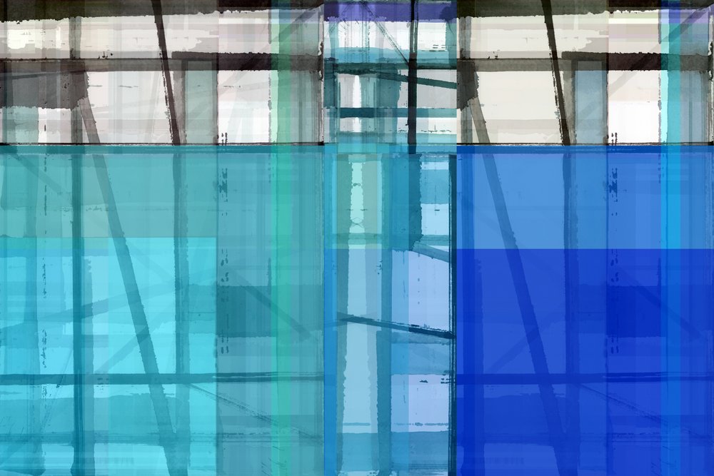 Blauwe geometrische abstractie door cartissi