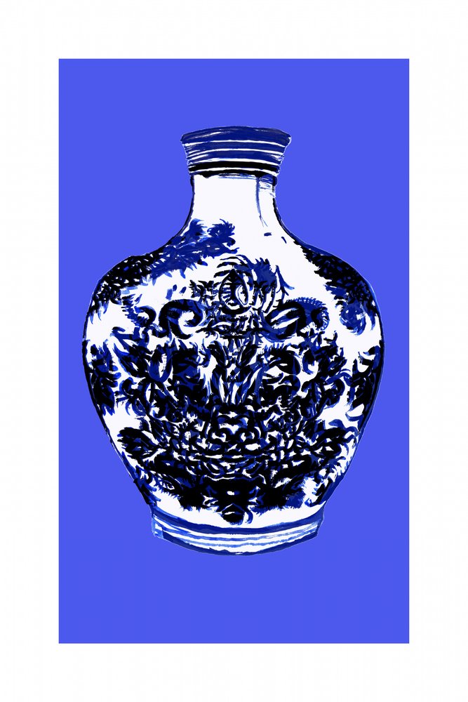 Blauw-witte vaas door cartissi
