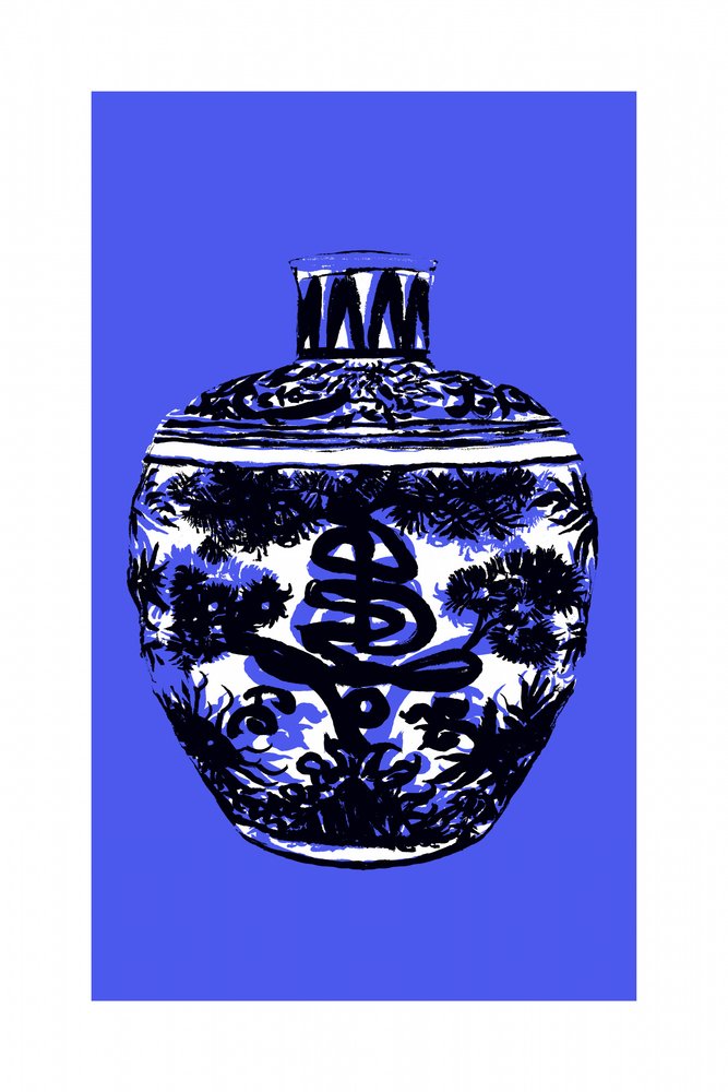 Chinese blauwe porseleinen pot door cartissi