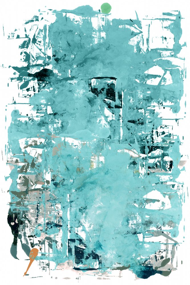 Dynamische abstracte voorstelling in blauwgroen door cartissi