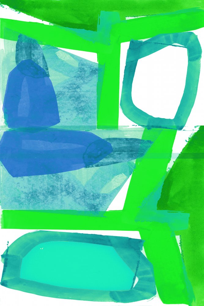 Groene en blauwe abstracte vormen door cartissi