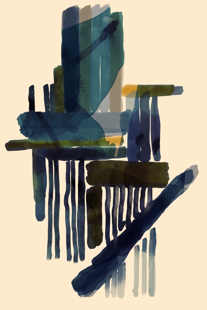 Moderne abstracte blauwe penseelstreken door cartissi