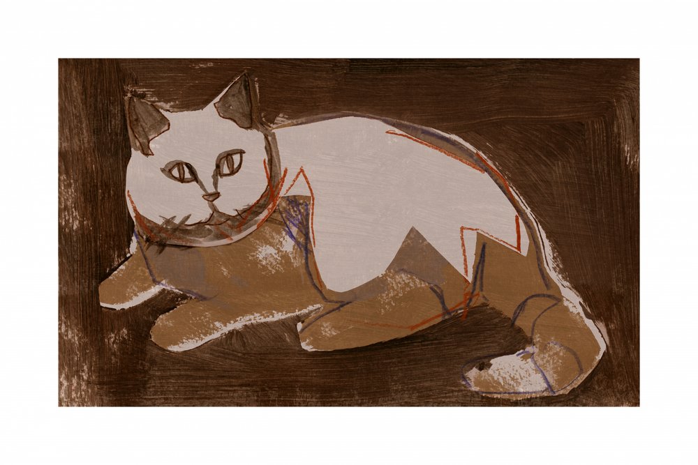 Een moderne kat rust uit door cartissi