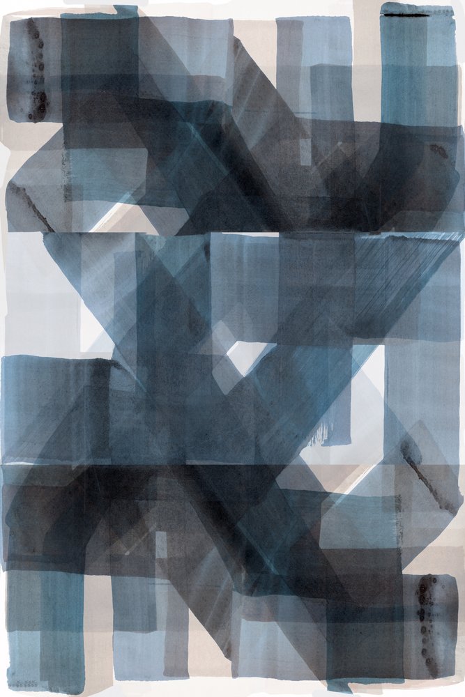 Overlappende blauwe geometrische patronen door cartissi
