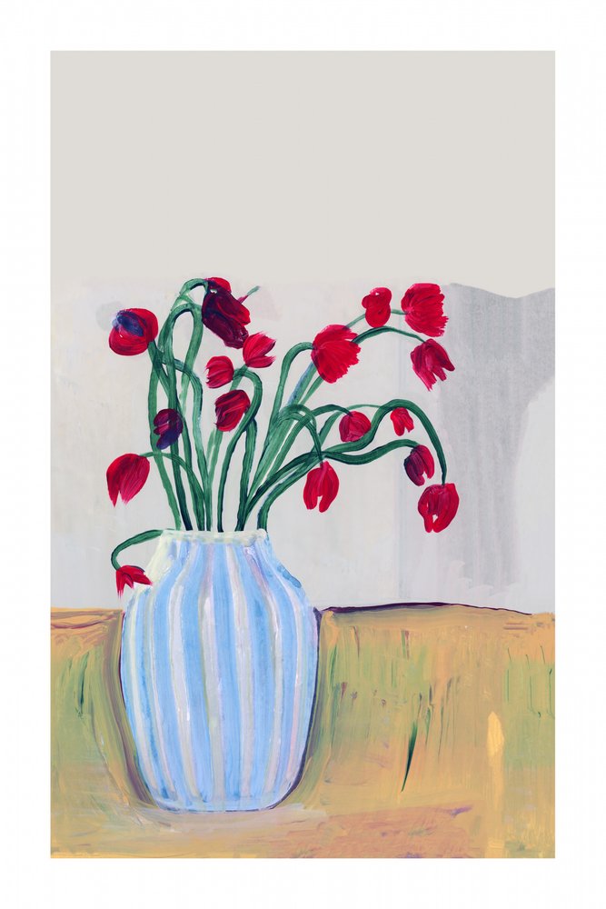 Stilleven met rode bloemen door cartissi