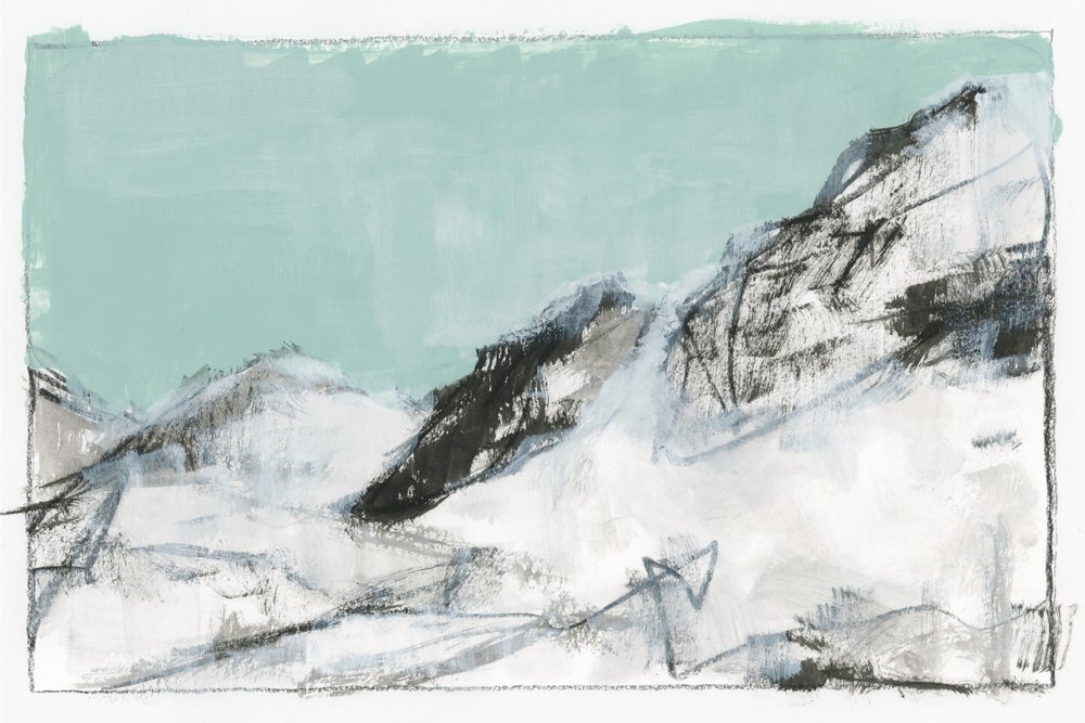 Abstracte afbeelding van een besneeuwde berg door cartissi