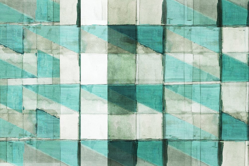 Blauwgroene geometrische blokken door cartissi