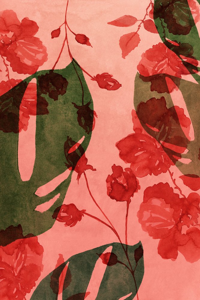 Aquarel: Tropische bloemen door cartissi