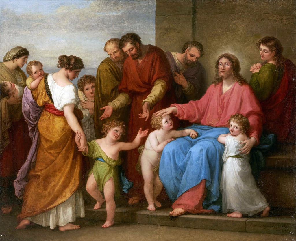 Jesus Christ benissant les enfants (laissez venir a moi les petits ...