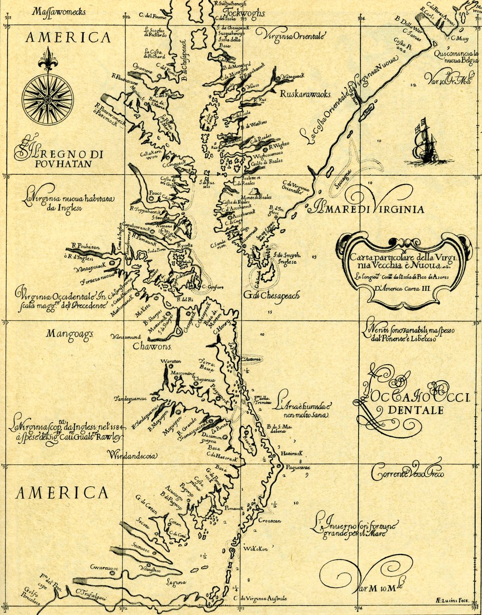 Kaart van Oud en Nieuw Virginia, 1646-47 door Unknown