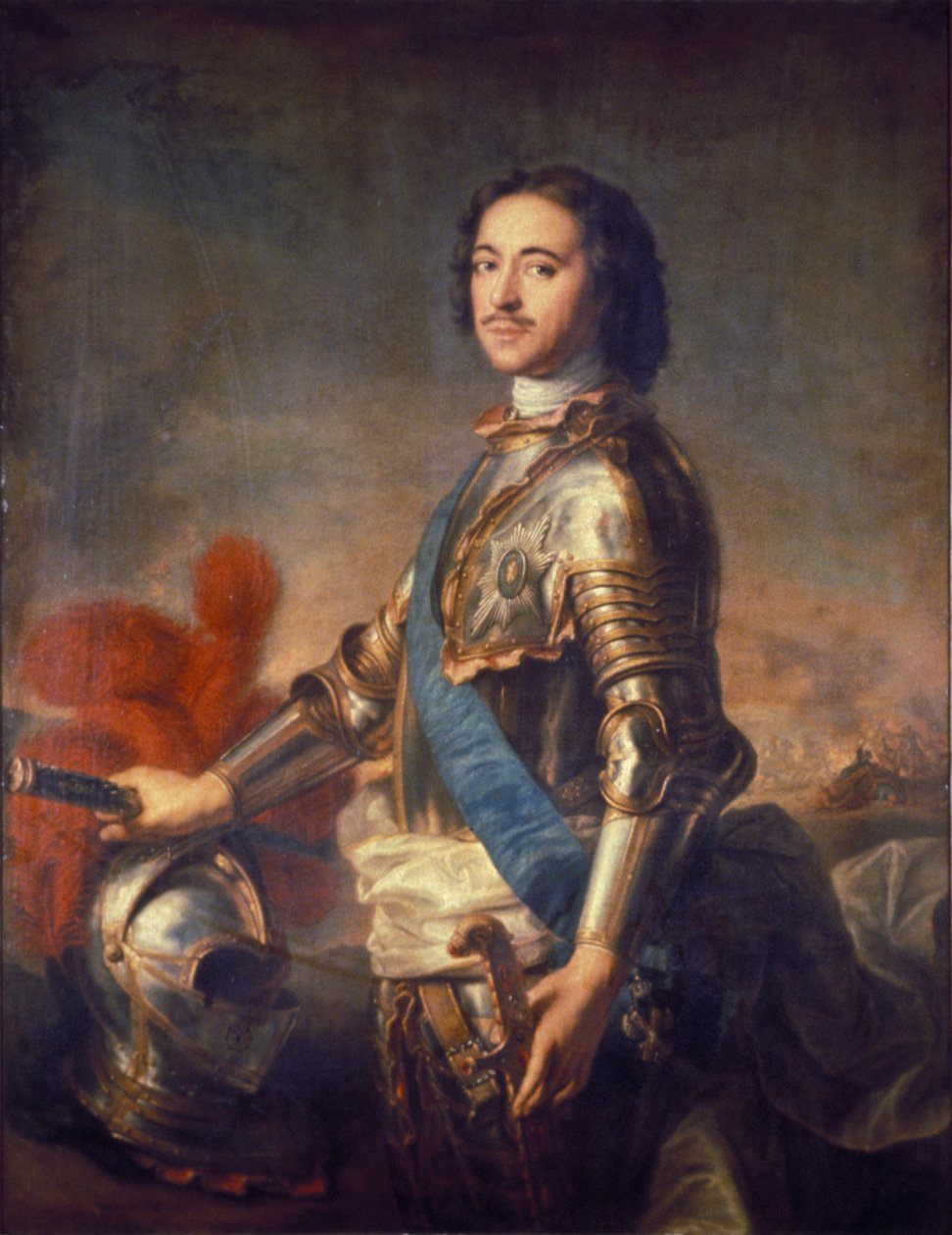 Portret van tsaar Peter de Grote van Rusland (Peter I: 1672 - 1725) door J. M. Natier door Unknown