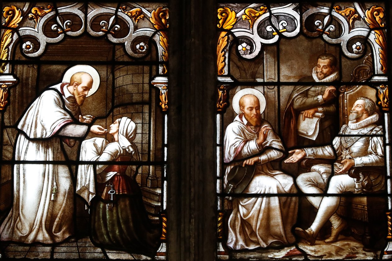 Saint Nizier kerk, Glas-in-loodraam, St. Franciscus van Sales door Claudius Lavergne (1815-1887), Lyon, Frankrijk door Unknown