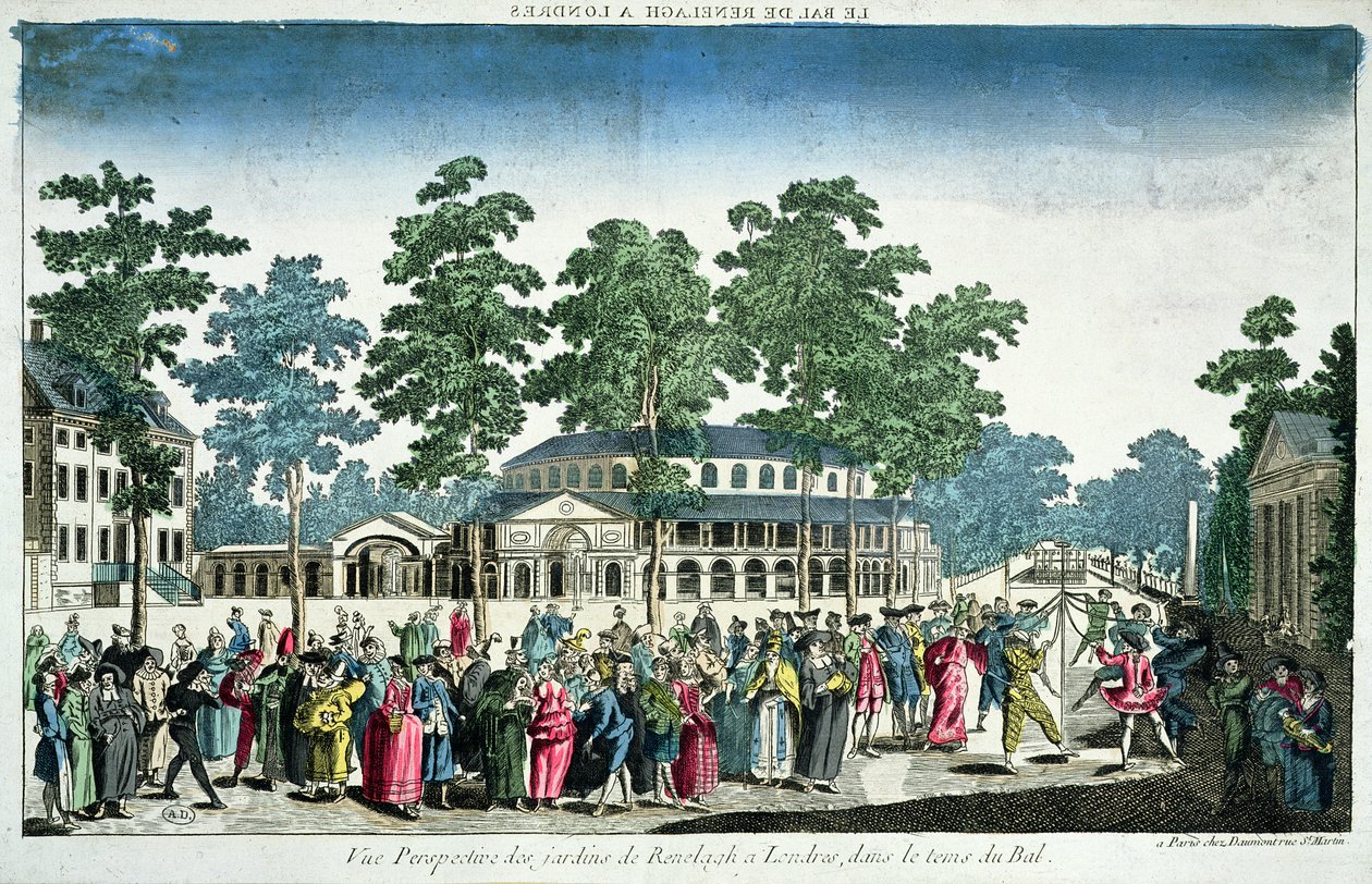 Uitzicht op een bal ter ere van de verjaardag van George III (1738-1820) Prins van Wales op 24 mei 1751 in de Rotunda, Ranelagh House, Londen door Unknown