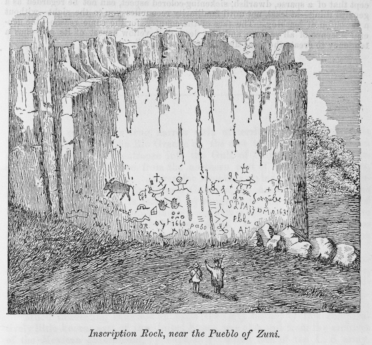 Inscription Rock, nabij het Pueblo van Zuni, uit 