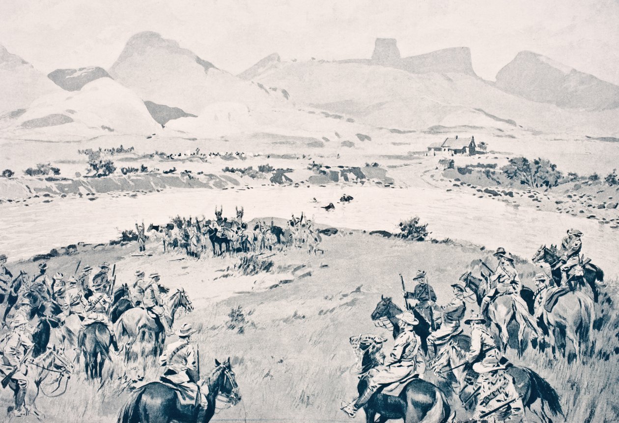 Zuid-Afrika. Beyer troepen geven zich over bij de Vaalrivier na de Maritz-opstand, 8 december 1914, uit 