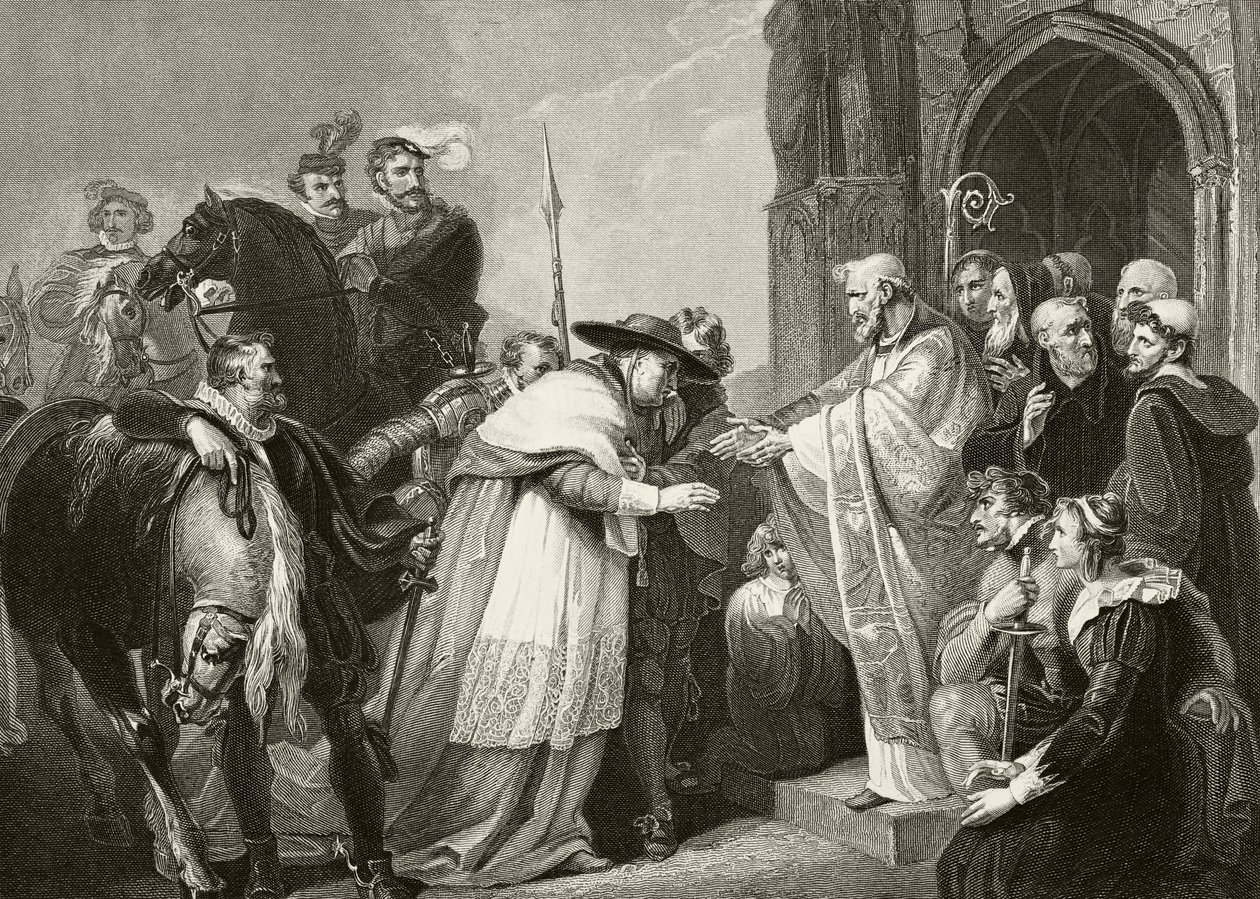 Thomas, Kardinaal Wolsey in Leicester Abbey na ziek te zijn geworden op weg naar Londen in 1530, uit 