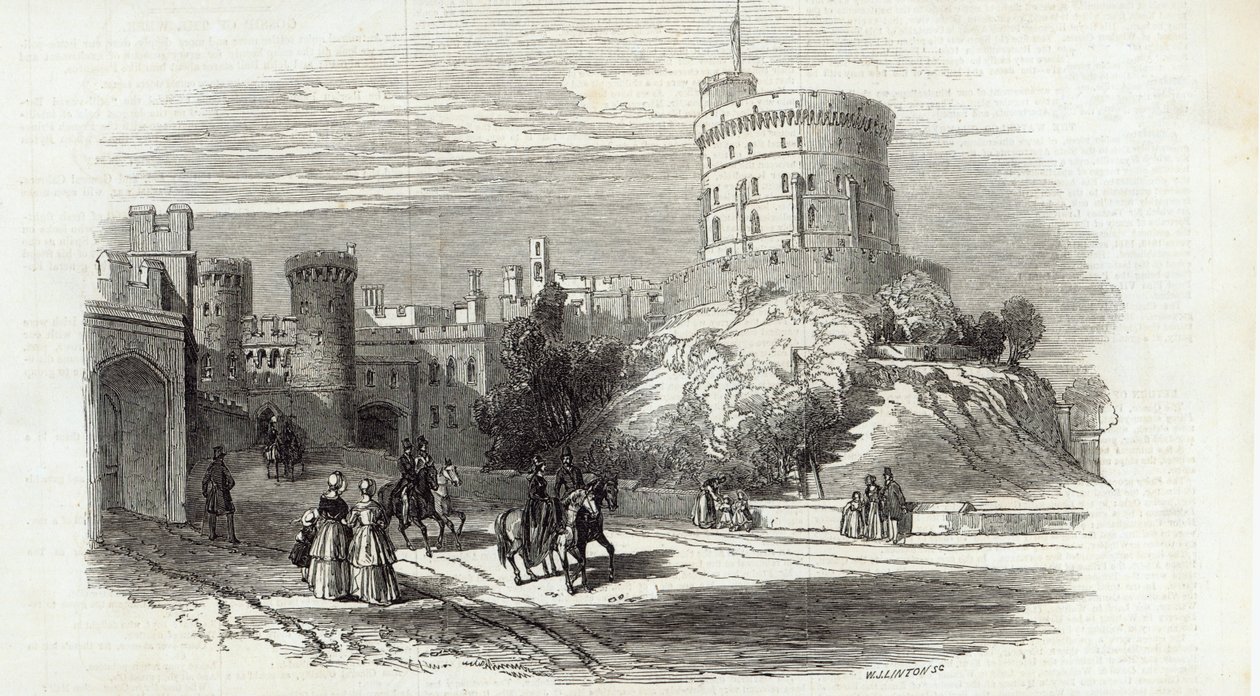 Windsor Castle - de Ronde Toren, uit The Illustrated London News, 26 september 1846 (gravure) door English School
