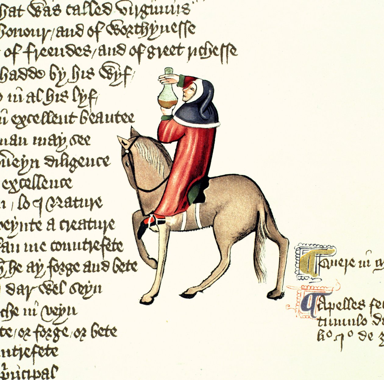 De Arts (detail) uit The Canterbury Tales, door Geoffrey Chaucer, Ellesmere Manuscript, facsimile editie, 1911 door English School