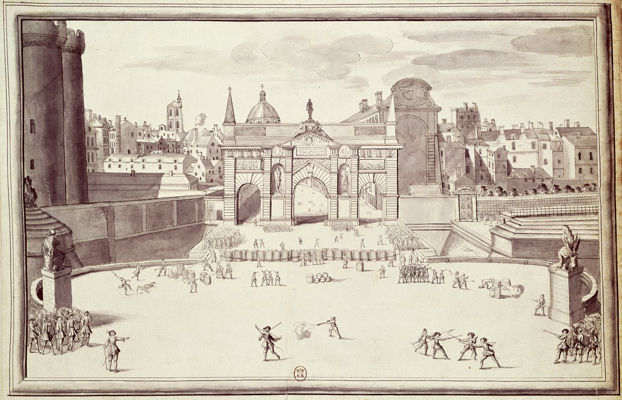 Barricades bij Porte Sainte-Antoine, 26 augustus 1648 door French School
