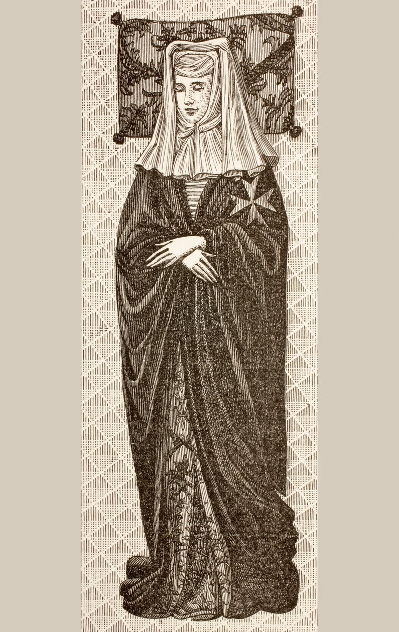 Beeld van het graf van Beatrix Cornel, priorin van de Vrouwelijke Hospitaalridders van St. Jan van Jeruzalem, uit 