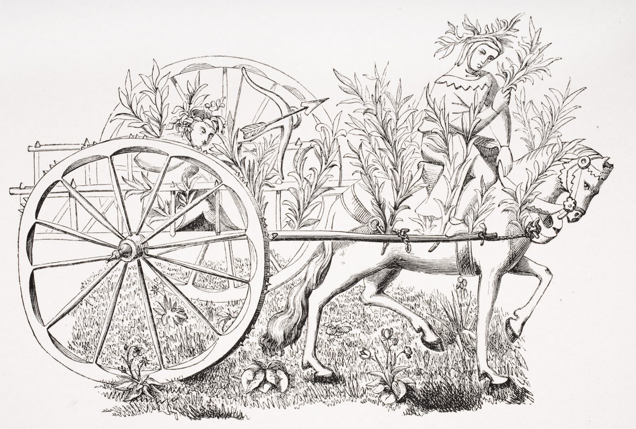 Hoe een kar te lokken om beesten te lokken, naar een miniatuur in het 15e-eeuwse manuscript van Phoebus, uit 