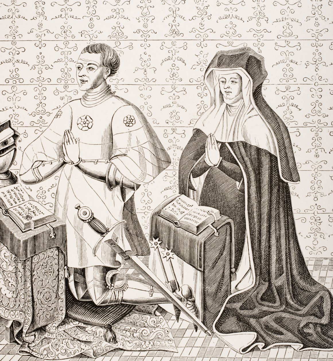Jean Jouvenel des Ursins en zijn vrouw, Michelle de Vitry, naar een fragment van een schilderij ooit in de Kapel van Ursins, uit 