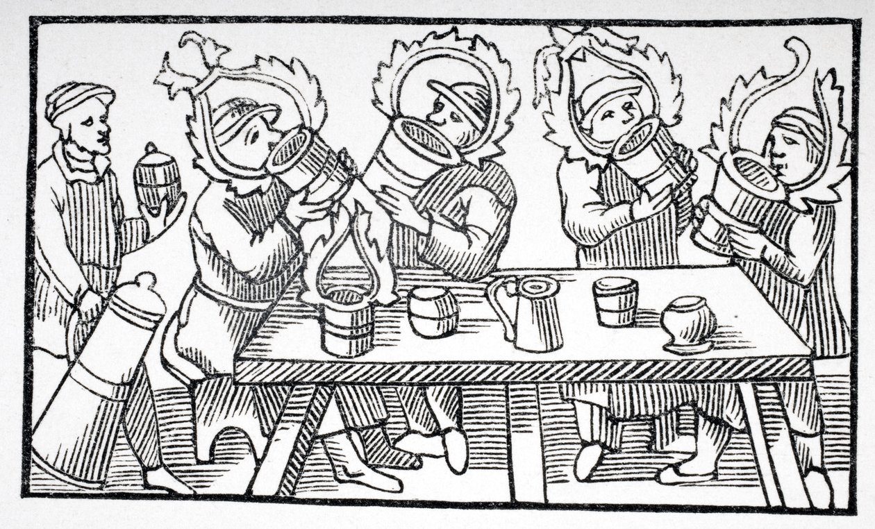 Mannen drinken, illustratie uit 