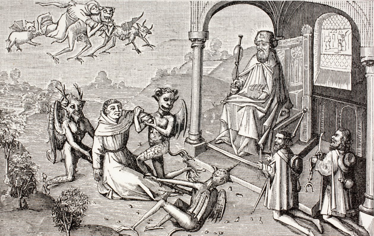 De magiër Armogenes beveelt duivels om hem de apostel St. Jacobus te brengen, uit 