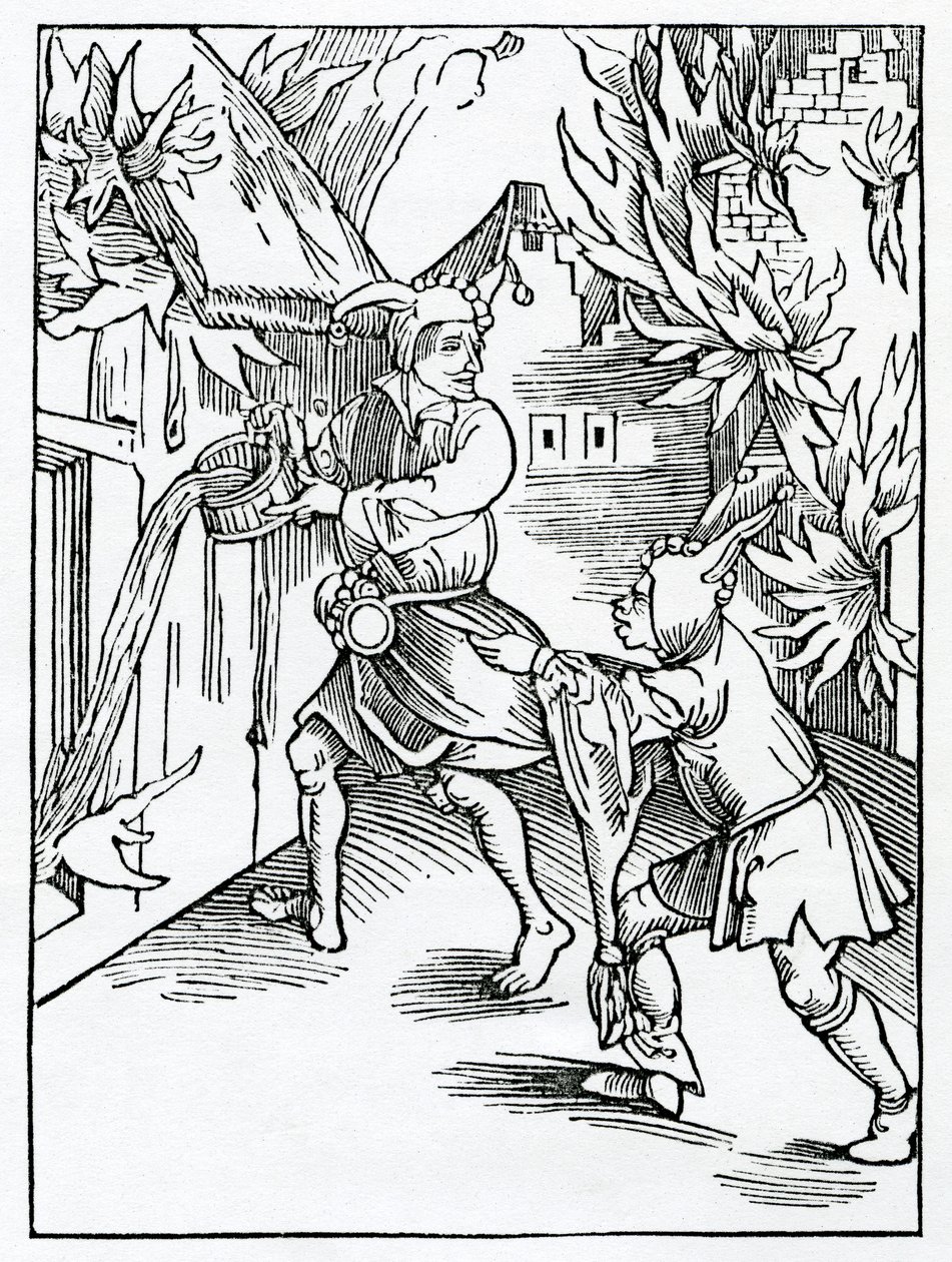 Van dwazen die zichzelf vergeten en andermans zaken doen terwijl ze hun eigen werk ongedaan laten, illustratie uit Alexander Barclay