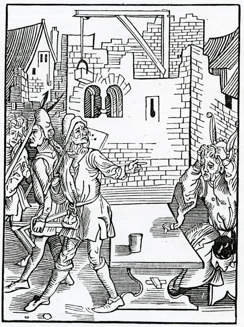 Van het dwaze begin van grote gebouwen zonder voldoende voorziening, illustratie uit Alexander Barclay