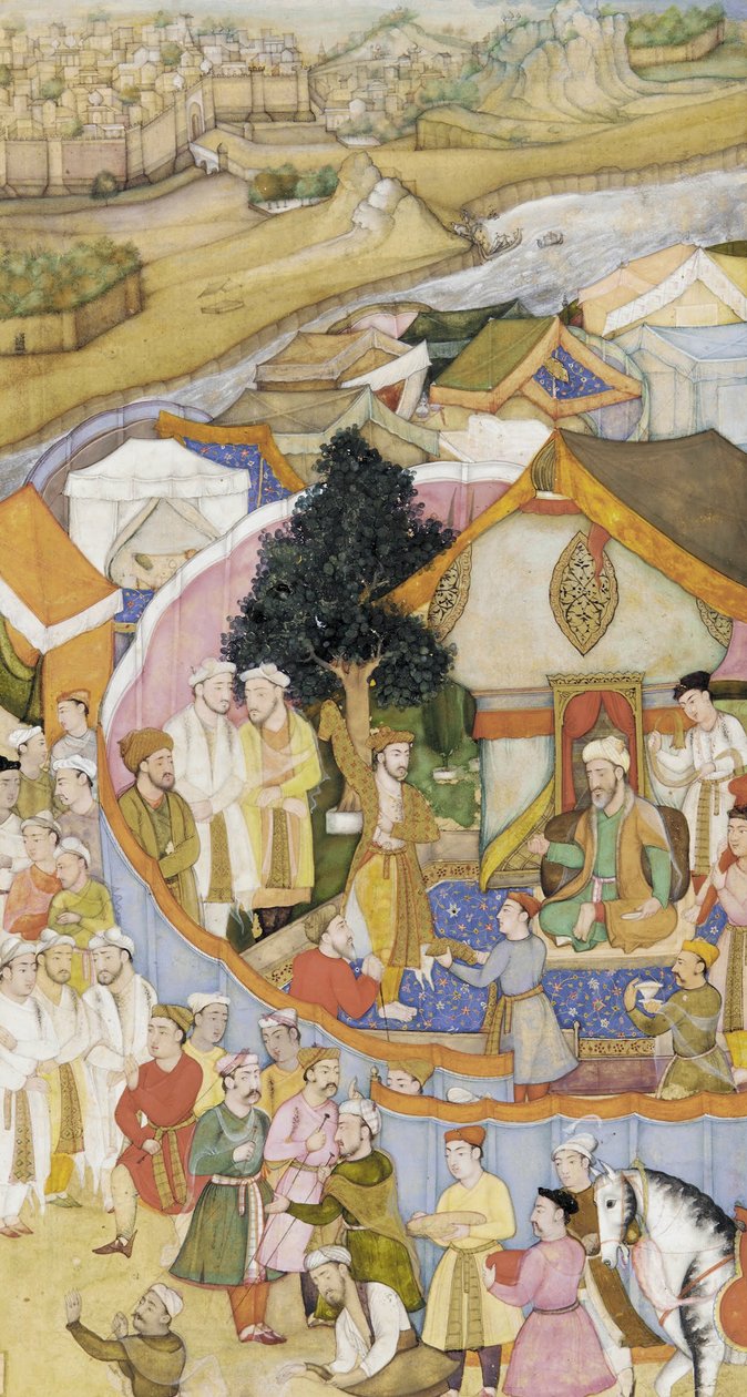 Illustratie uit een Woordenboek (onbekend) - Daud ontvangt een Erekleed van Munim Khan door Hiranand