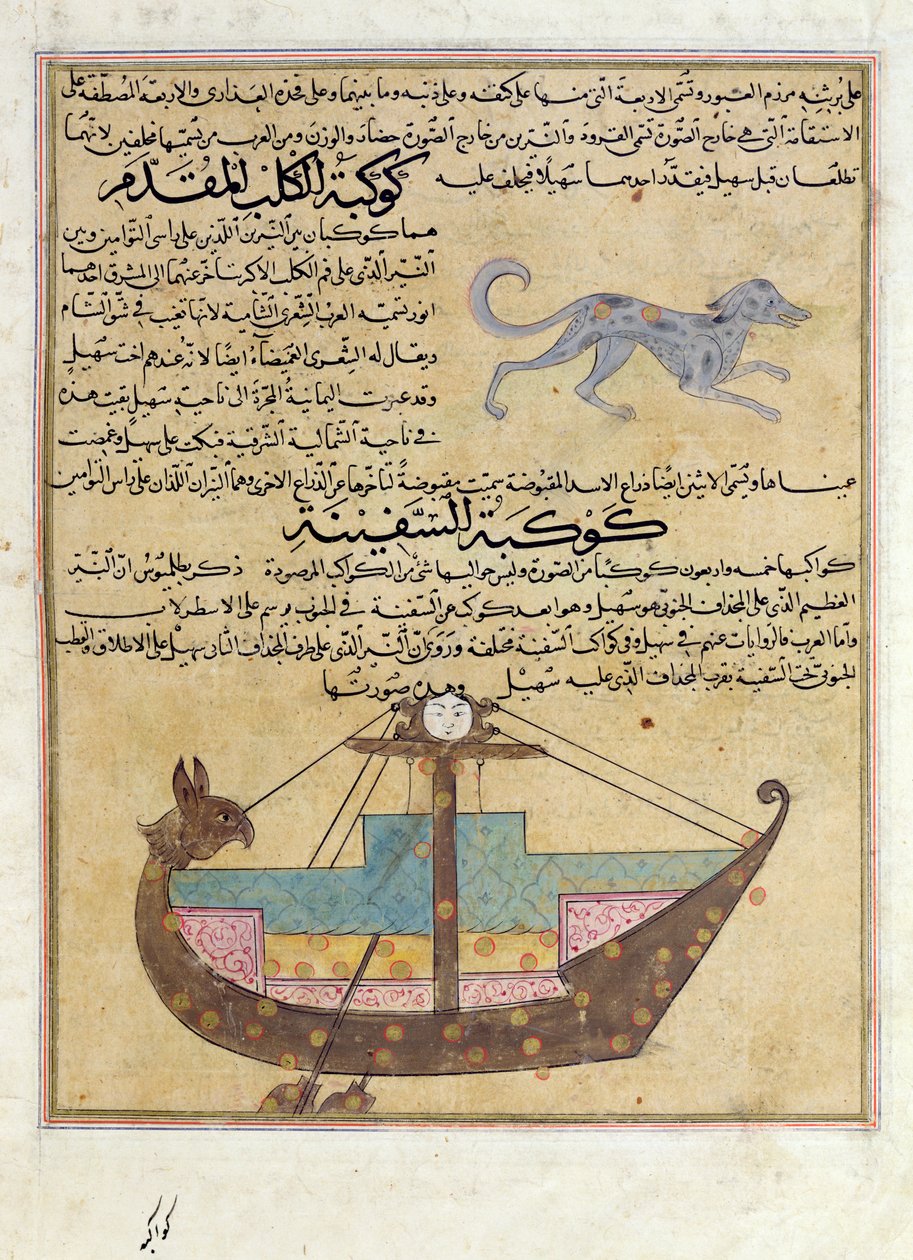 Ms E-7 fol.26b De sterrenbeelden van de Hond en de Kiel, illustratie uit 