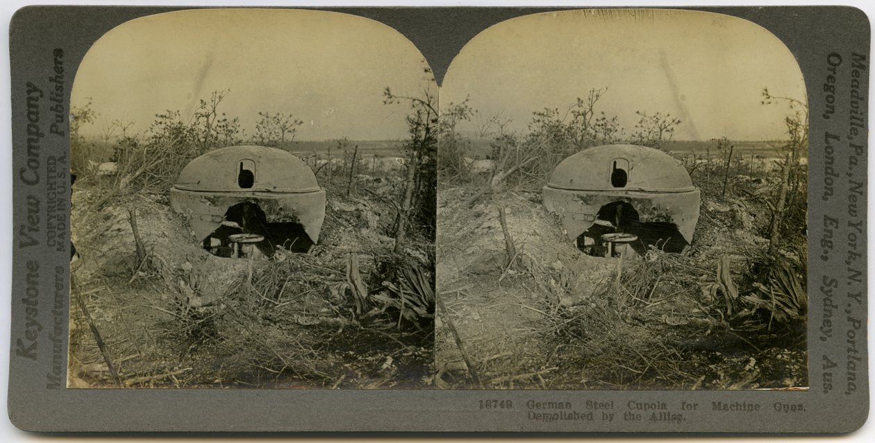 Gesloopte Duitse machinegeweerkoepel door Keystone View Company
