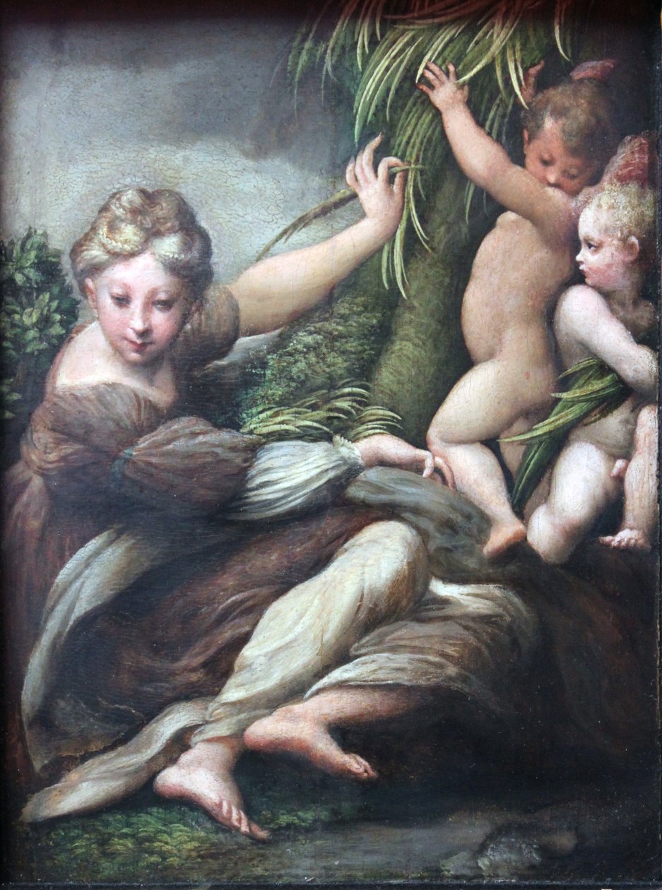 Martelares met twee engelenkinderen door Parmigianino
