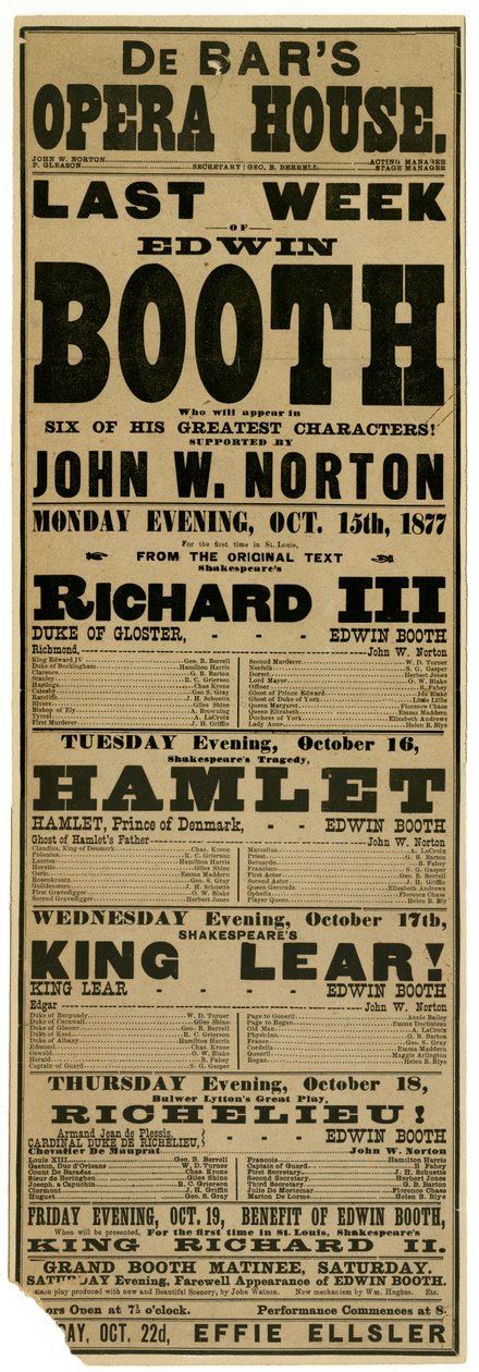 Aankondiging van het programma voor de week van 15 oktober 1877 en komende attracties, De Bar door Unknown