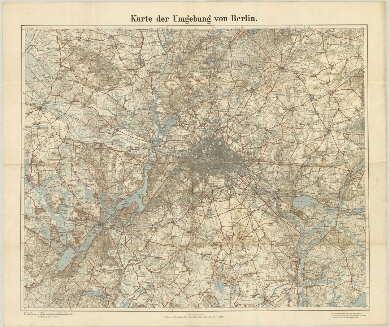 Kaart van de omgeving van Berlijn door Unknown