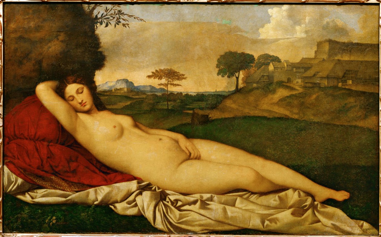 Slapende Venus (olieverf op doek) door (1476/8-1510) Giorgione