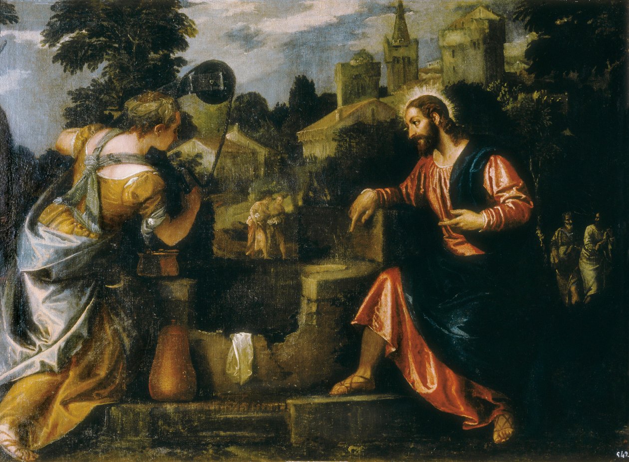 Christus en de Samaritaanse vrouw bij de bron door Veronese