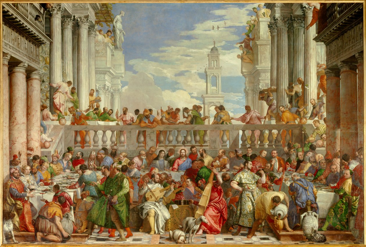 De bruiloft te Kana (wonder van de waterverandering in wijn) door Veronese